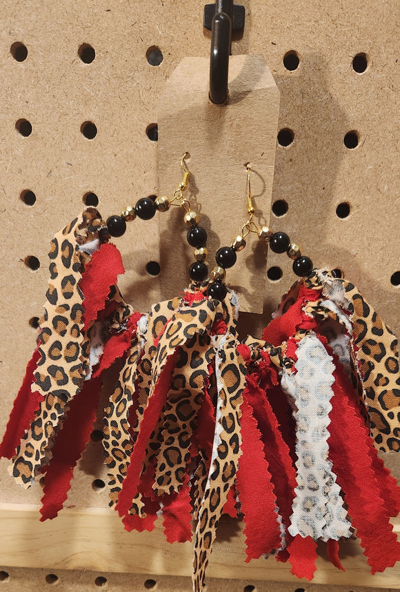 Red Leopard Ravel Hoops