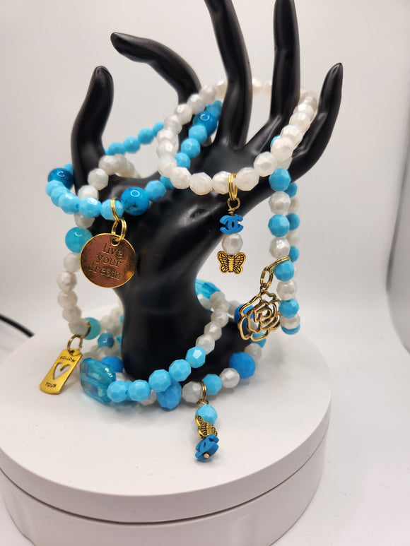 Turquoise and Cream Stack Set
