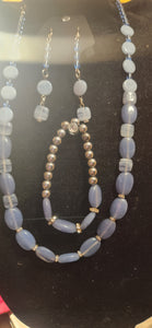 Blue Glass Necklace Set: