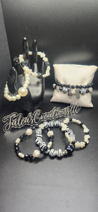 Black and White: stacked bracelet set