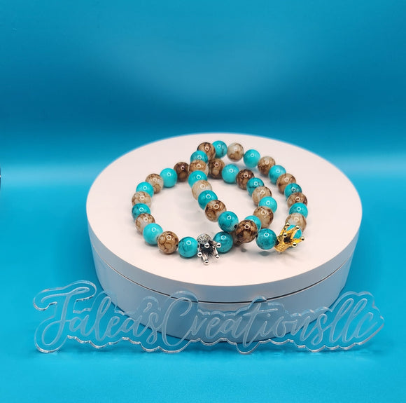 Men Turquoise and Brown bracelet: