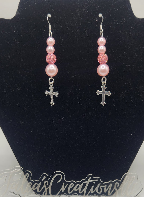 Pink Cross earrings