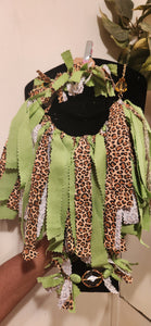 4 piece Leopard and Lime Ravel set.